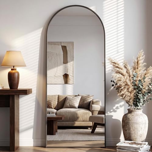 Full Length Mirror, 71" x 28" Arched Full Body Mirror Large Standing Floor Mirrors, Mirrors for Bedroom, Bathroom, Living Room Standing or Wall Leaning, Black - color: Black, size: 71"L x 28"W