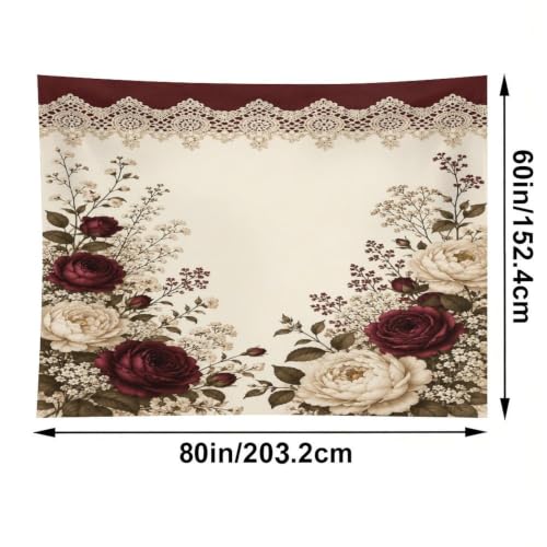 Bgdfhk Floral Lace Border Decorative Wall Tapestry 60"x80", Soft Polyester Lightweight Tapestry Blanket for Bedroom Living Room Dorm Apartment Home Decor - color: Floral Lace Border, size: 80"L x 60"W