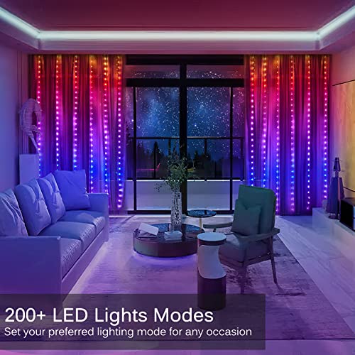 Fairy Curtain Lights 10ft x 10ft,300 LED RGB Color Changing Lights - size: 300-LED RGB 10ft x 10ft