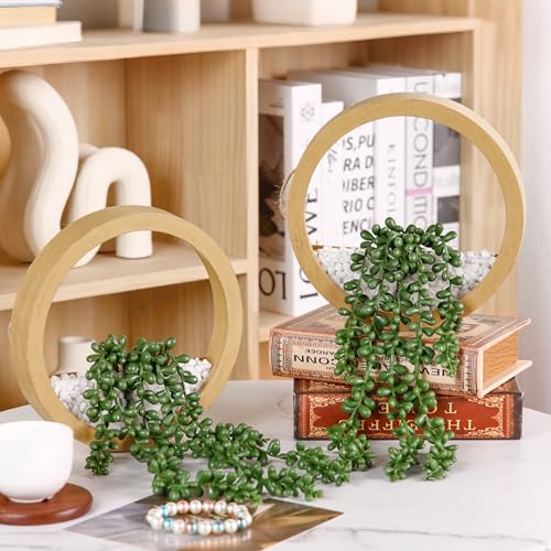 Der Rose 2 Pack Hanging Artificial String of Pearls for Wall Decor - color: Wood, size: 7.87"W * 16"H