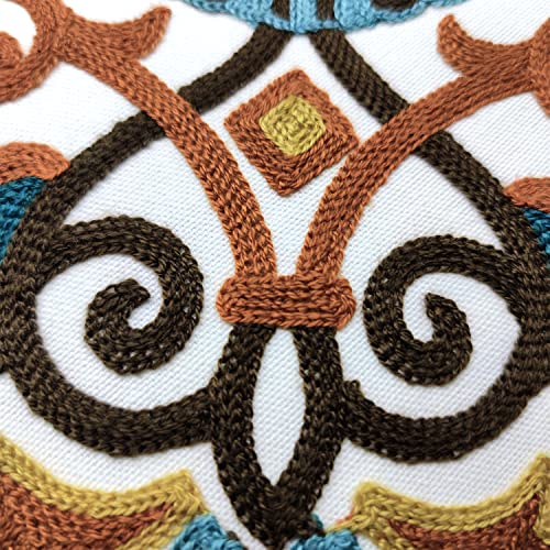 Alysheer Boho Embroidered Throw Pillow Cover 18"x18" Set of 2, Burnt Orange - color: Floral Brown, size: 18" x 18" (Pack of 2)