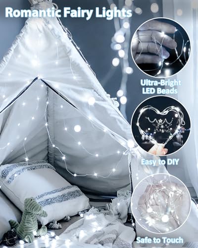 4 Pack 60 LED Fairy Lights Battery Operated with Remote, 20 FT Cool White - color: Cool White, size: 4PK(60LED with Remote)