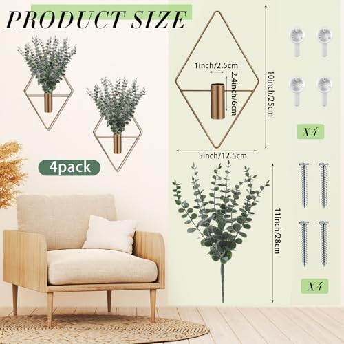 Jexine 2 Pcs Hanging Artificial Planters Wall Decor, Antique, Eucalyptus - color: Antique Copper, size: Eucalyptus