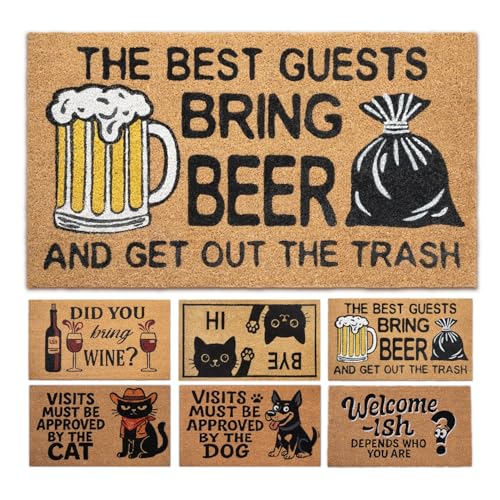 Funny Coir Door Mats Outside and Inside, Beer, 17 x 30 in - color: Beer
