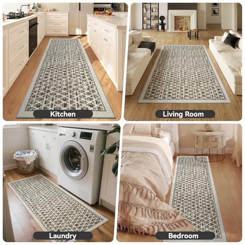 2x8ft Non Slip Hallway Runner Rug,Low Pile Kitchen Runner Rug,Grey - color: Grey, size: 2'x8'
