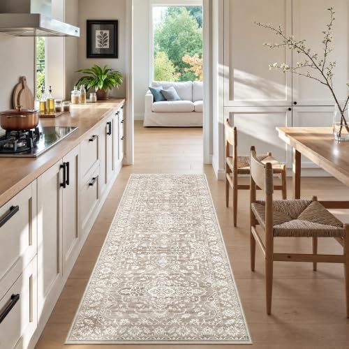Soalmost Runner Rug Non-Slip for Kitchen 2x6, Washable Soft Hallway Rug - color: Light Brown, size: 2' x 6' (Runner)