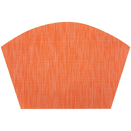 SHACOS Round Table Placemats Set of 5 Woven Vinyl Wedge Placemats with Centerpiece Round Table Mats Heat Resistant Wipe Clean (5, Orange) - color: Orange