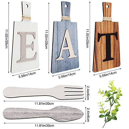Jetec Cutting Board Eat Sign Set Wall Decor, Gray, White, Brown - color: Gray, White, Brown