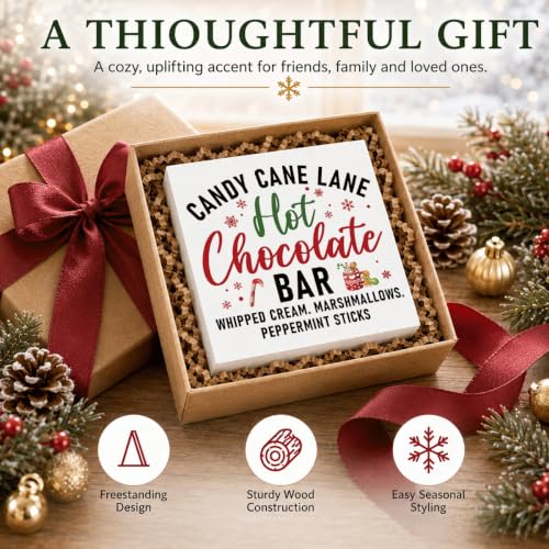 Candy Cane Lane Hot Chocolate Bar Sign, Christmas Coffee Bar Wood Box Decor - color: Style 3