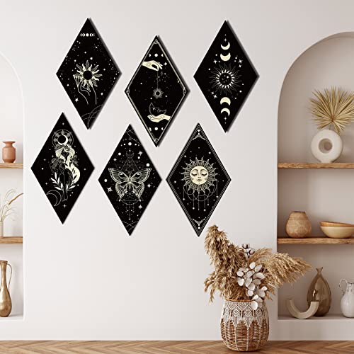 Sintuff 6 Pieces Halloween Mushroom Wall Decor Gothic Witchy Boho Wall Art - style: Boho