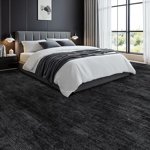 10x14 Washable Area Rug, Black Solid Area Rugs for Living Room & Bedroom - color: Black, size: 10' x 14' (Rectangular)
