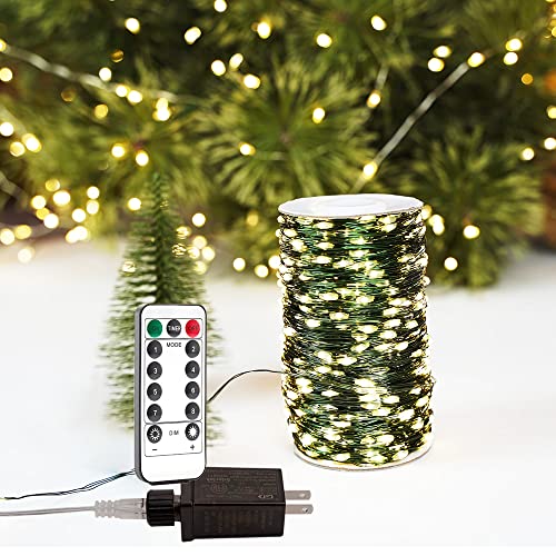 660FT 2000LED Extra Long Fairy Lights Plug in Green Wire - color: Green wire, size: 660FT 2000LEDs