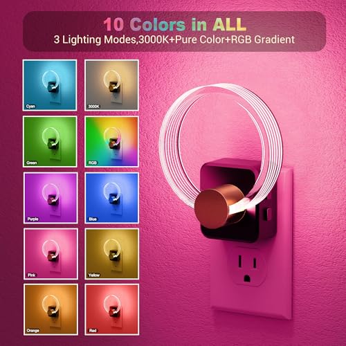 JandCase Night Light, 2 Pack Color Changing Night Lights Plug into Wall - color: RGB (Red, Green, Blue)