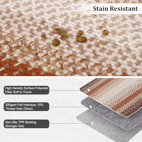 RUGSREAL Entryway Area Rug 2x3 Small Machine Washable Bedroom Rug Non Slip - color: Brown/Rust, size: 2' x 3' (Rectangular)