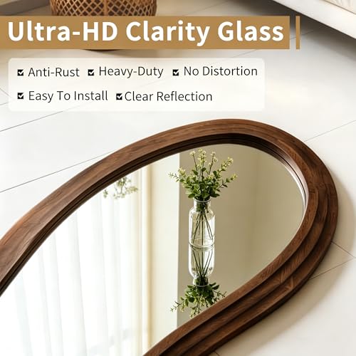 71"x33.5" Irregular Full Length Mirror with 3-Layer Wood Frame - color: Walnut, size: 71"L x 33.5"W