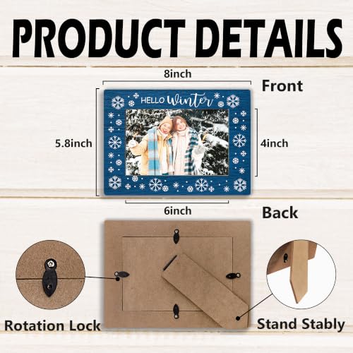Blue Snowflake Picture Frame, Hello Winter Photo Frame 4x6 - color: blue snowflake