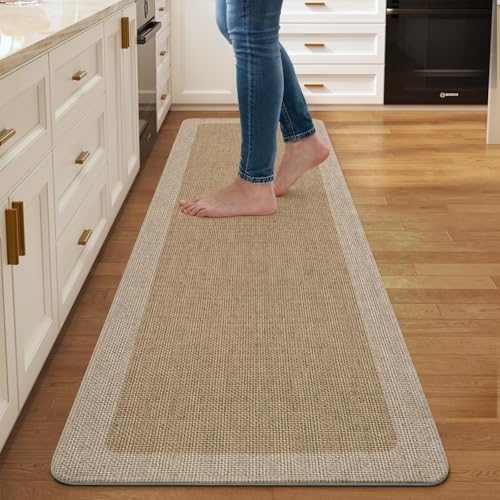 Kitchen Rugs Non Slip Rubber Backing Kitchen Mat 17"x59" Brown - color: Brown, size: 17"x59"