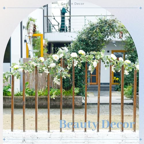 Der Rose 2Pcs 6.5FT Wedding Decor Artificial Flower Eucalyptus Garland - color: White 2 Pcs