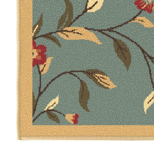 Ottomanson 5x7 Area Rugs for Living Room – Stain Resistant Bedroom Rug - color: Floral Seafoam Green