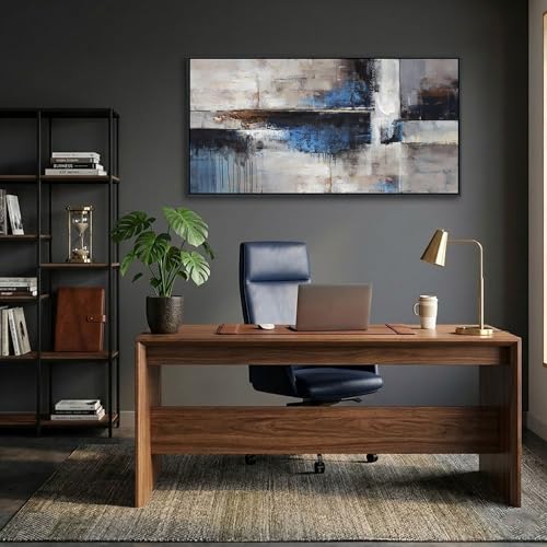 Blue Abstract Wall Art for Living Room - Navy Blue Abstract Canvas Artwork for Wall, Large Modern Framed Pictures for Office, Bedroom Blue Paintings Wall Decor 20×40IN - color: Navy blue, size: 40"L x 20"W