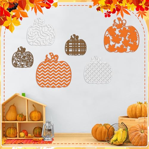 CroBlissful 6 Pcs Fall Pumpkin Wall Decor Autumn Wooden Wall Art - size: 9.45 in, style: Pumpkin