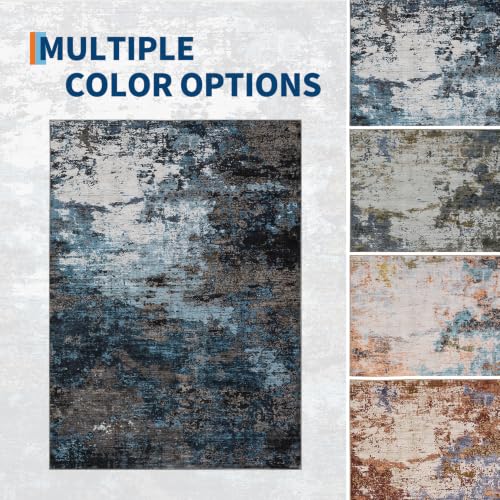 GarveeHome 4x6 Washable Area Rug Modern Abstract Blue Green - color: Mountain/Lake, size: 4' x 6'