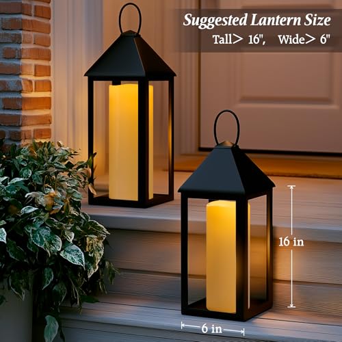 4" x 14" Ivory Large Waterproof Outdoor Flameless Candles Battery Operated LED Flickering Pillar Candles with Remote and Timer for Indoor Outdoor Lanterns, Long Lasting, Set of 2 - color: Ivory, size: 4" x 14"