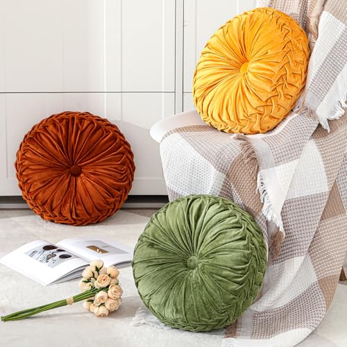 Drydiet 1 Pcs Round Pumpkin Throw Pillow Fall Pillow(Yellow,15'') - color: Yellow, size: 15''