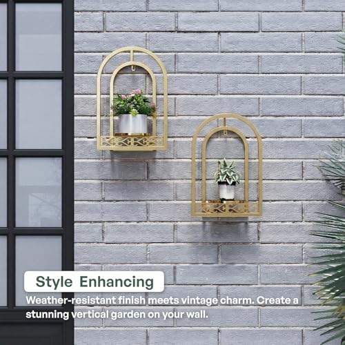 3 Pack Wall Plant Stands, Indoor Plant Holders Apartment, Gold - color: 3 Pack Golden