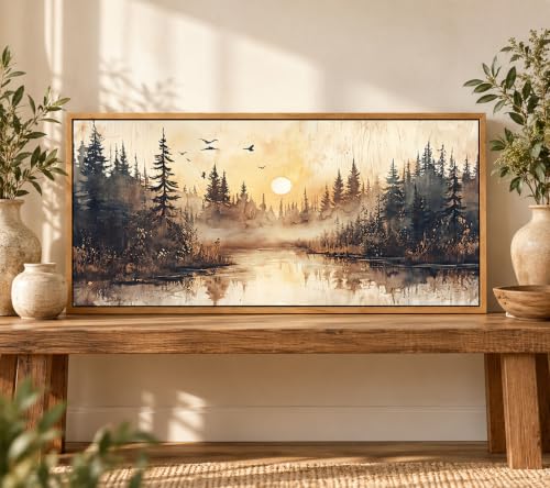 Large Framed Forest Nature Landscape Canvas Wall Art 40x20 in - color: Large Landscape, size: 40"L x 20"W