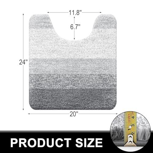 OLANLY Luxury Toilet Rugs U-Shaped 24x20, Soft Absorbent Microfiber Mat - color: Light Grey, size: 24" X 20" Contour Rug