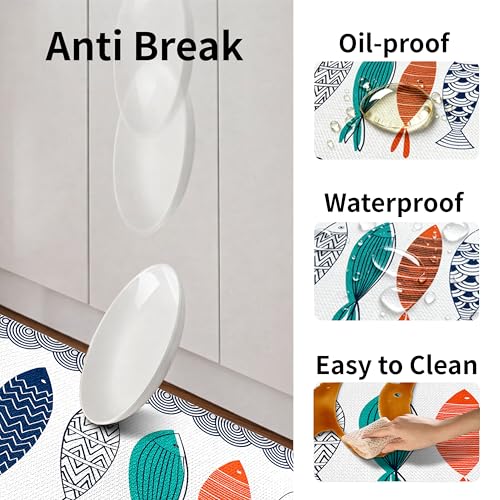 Kitchen Rugs for Floor 2 Pcs Memory Foam Padded Anti Fatigue Kitchen Mat - color: Fish-01