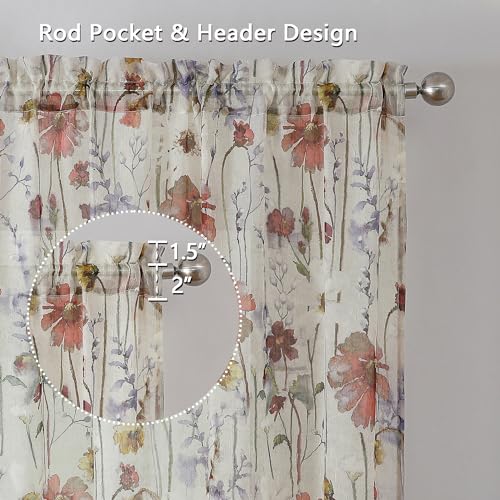 OWENIE Crushed Valance Sheer Curtains 14 Inches Length 2 PCS, Small Modern Printed Kitchen Valance Living Room Bathroom, Light Filtering Curtains, Rod Pocket Top Window Treatment Decor, 42Wx14L - size: 42"W x 14"L (Pack of 2)