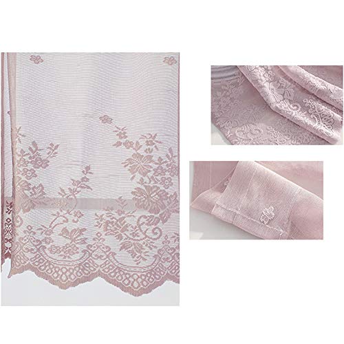 vctops Lace Sheer Kitchen Tier Curtain Set Floral Embroidered Cafe Tiers Rod Pocket Small Half Window Curtains 2 Panels (54" x 24", Pink) - color: Pink, size: 54"W x 24"L (Pack of 2)