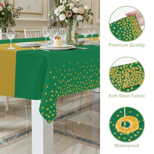 Smiry Disposable Rectangle Plastic 54 x 108 Inch Table Cloth 3 Pack - color: Christmas Green and Gold