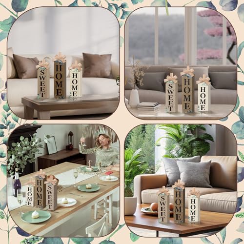 MiniInflat Home 3 Pcs Table Decor, Wooden Block Sign Tiered Tray - style: Home Sweet Home