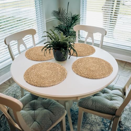 Kochorie 6 Pcs Round Woven Placemats 15 Inch Rattan Table Charger Plates - size: 15 Inch
