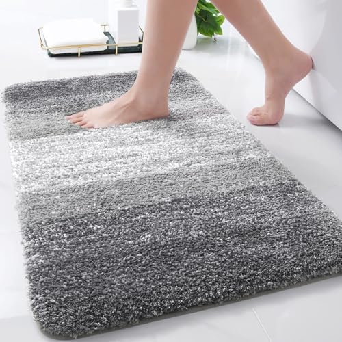 Arotive Microfiber Bathroom Rugs, Shaggy Soft Absorbent Bath Rug, 32x20 - color: Grey, size: 32" X 20"