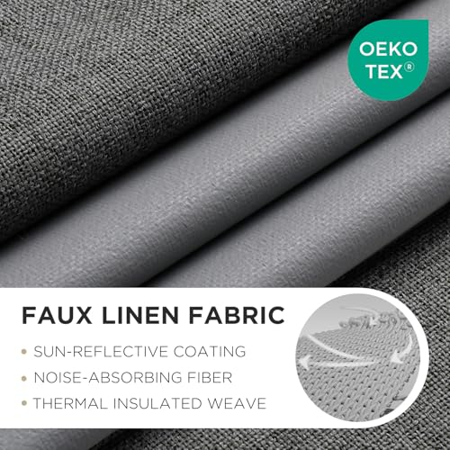 Joydeco Blackout Curtains 84 Inches Long 2 Panels Burg, Room Darkening Curtains for Bedroom, 100% Black Out Textured Thermal Drapes Privacy Protection 2 Panels Set(W52 x L84 Inch, Grey) - color: Dark Grey, size: 52"W x 84"L (Pack of 2)