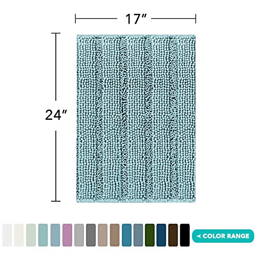 Turquoize Luxury Chenille Bath Rug for Bathroom Rugs Extra Absorbent Bath Mat Non Slip Microfiber Shower Rug for Bathroom Microfiber Shaggy Carpet Rug Size, 17"x 24", Aqua Haze - color: Aqua Haze, size: 17" x 24"