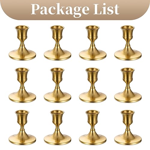 Sziqiqi Gold Candlestick Candle Holders, Set of 12, for Wedding Table - color: Gold-style 2, size: 12 Pcs