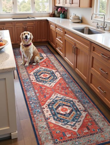 SERISSA 2'6"x10' Washable Non Slip Boho Runner Rug for Hallway,Rust - color: Rust/Multi, size: 2'6" x 10' (Runner)