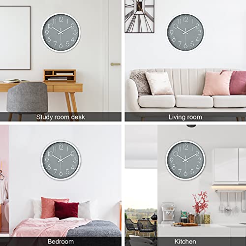 JUSTUP 12 inch Non-Ticking Wall Clock, Battery Operated Modern Wall Clock - color: Gray