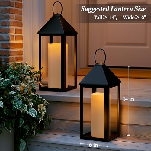 4" x 12" Large Waterproof Outdoor Flameless Candles Battery Operated LED Flickering Pillar Candles with Remote and Timer for Indoor Outdoor Lanterns, Off White, Long Lasting, Set of 2 - color: Off-White, size: 4" x 12"