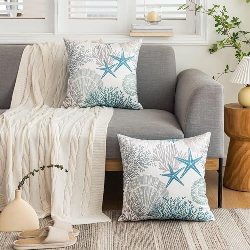 Tritard Coastal Pillow Covers Set of 2, 18x18, Blue - size: 18" x 18" (Pack of 2)