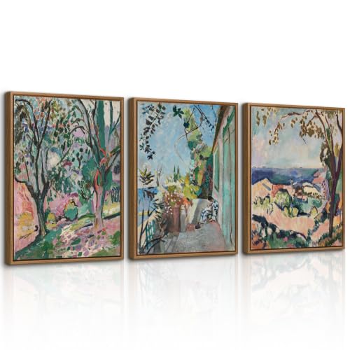WENGTIAO 3pcs Framed Matisse St. Tropez Landscape Canvas Wall Art - color: Matisse St. Tropez Landscape, size: 12"x16"x3Pcs