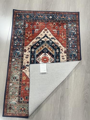 SERISSA 2x4 Washable Non Slip Boho Runner Rug for Entryway,Rust - color: Rust/Multi, size: 2' x 4' (Rectangular)