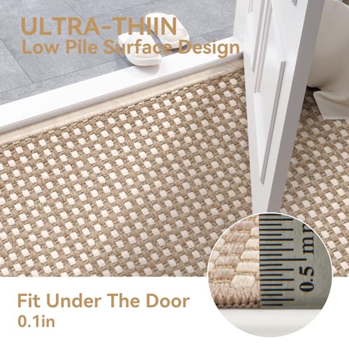 YDKGL 2x6 ft Low Pile Kitchen Runner Mat, Non Slip Washable, Brown - color: A- Brown, size: 2' x 6'
