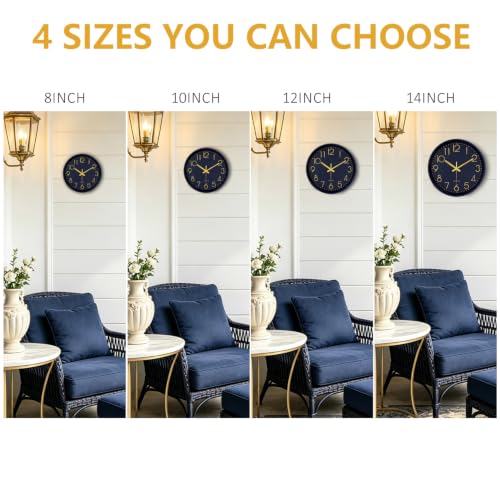 14Inch Navy Blue Silent Wall Clock Battery Operated Clocks for Home - color: Dark Green, size: 14 Inch
