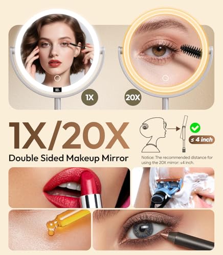 8" ABS Lighted Makeup Mirror with Lights, 20X Magnifying Mirror with Light - color: 8in-gray